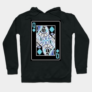 Queen of Diamonds Pixel Art Bright Negative Mode Hoodie